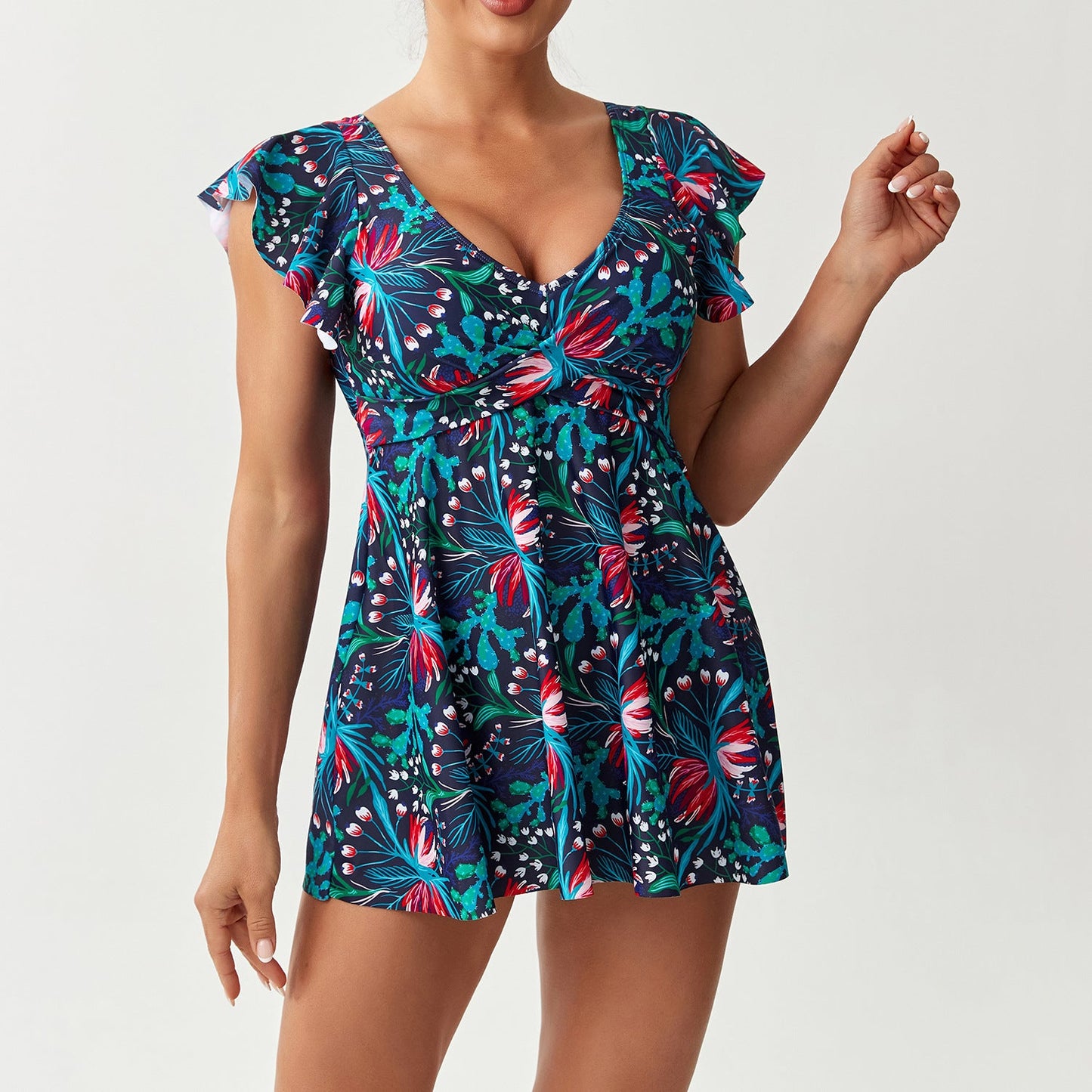 Maillot de bain femme Berg-Feldt à manches volantées larges et motif floral