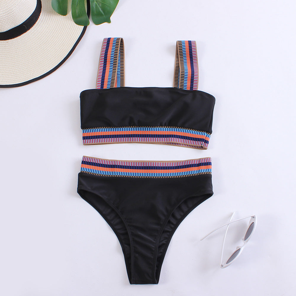 Haut de maillot de bain à bretelles larges et bande colorée berg-feldt pour femme