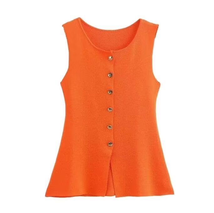 Women's Ribbed Knit Button Tank Top by berg-feldt