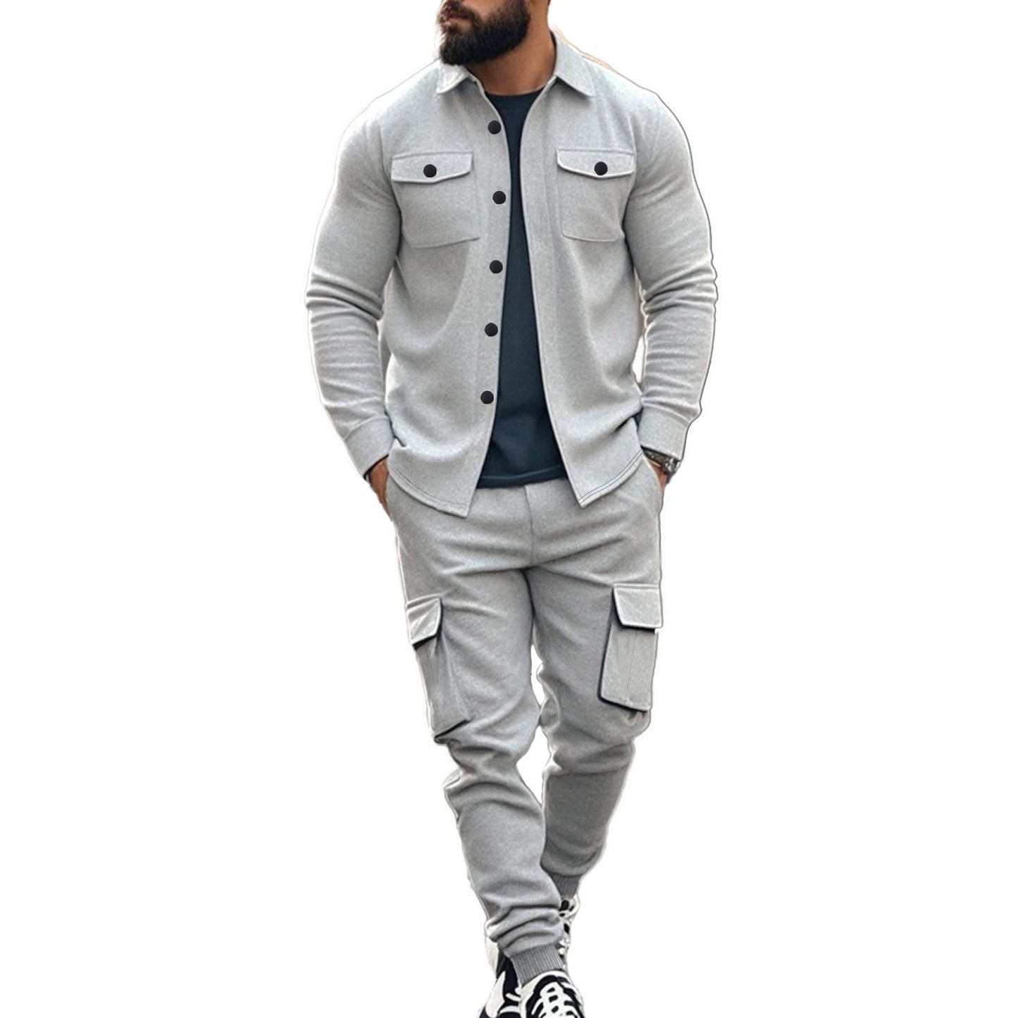 Ensemble cargo pour homme, chemise décontractée et pantalon élastique Berg-Feldt