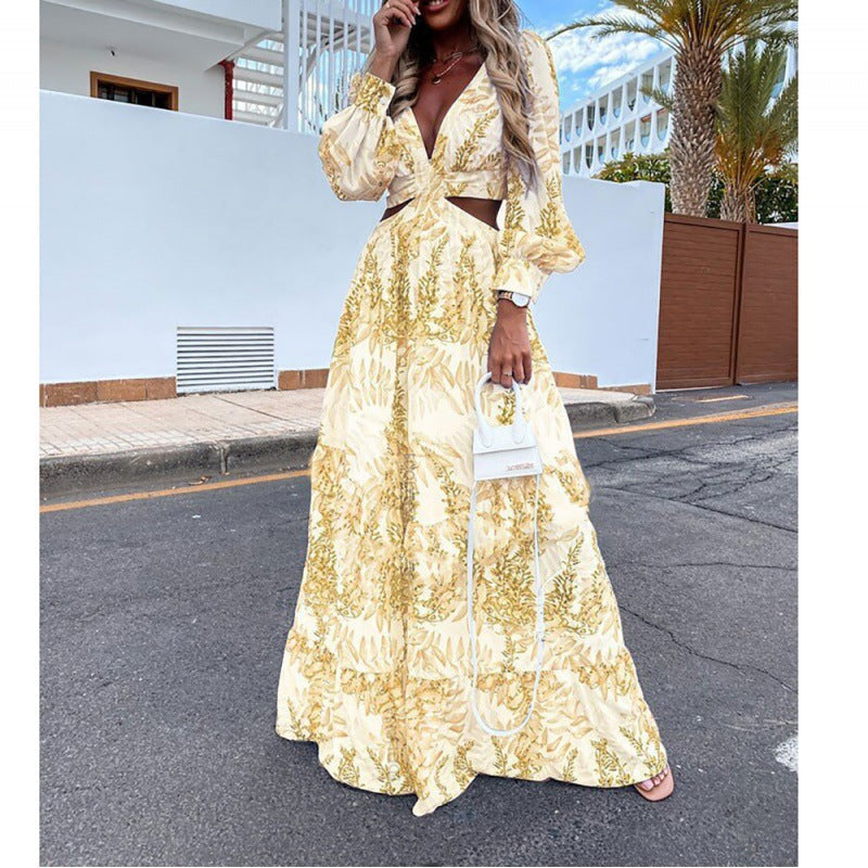 Robe longue découpée à manches longues Berg-Feldt pour femme