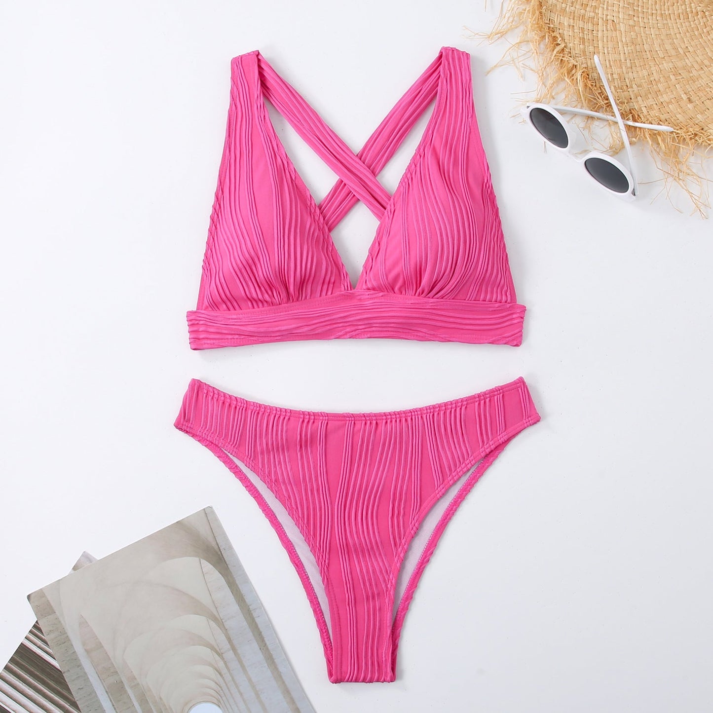 Women's Plunge Neck Pleated Bikini Set berg-feldt