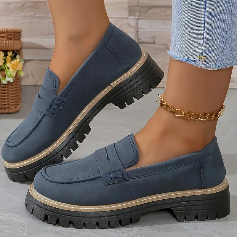 Heidi Mode | Chaussures britanniques pour femmes talon épais semelle épaisse