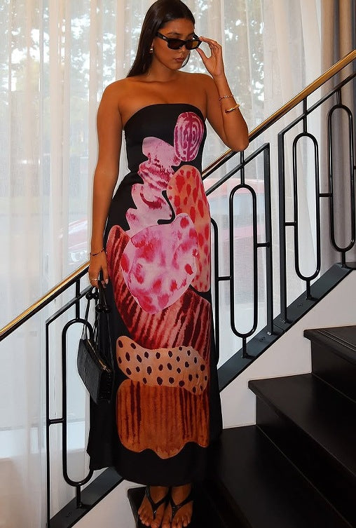 Women's Sleeveless Abstract Print Maxi Dress berg-feldt