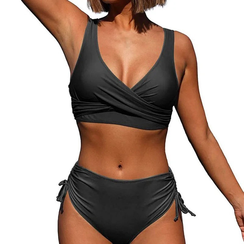 Wickel-Bikini mit hohem Bund und verstellbaren Trägern für Damen von berg-feldt