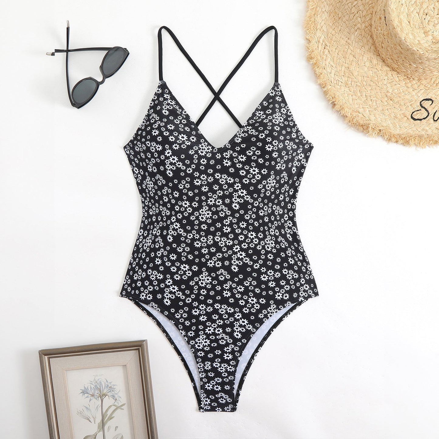 Maillot de bain femme Berg-feldt à motif floral et dos croisé