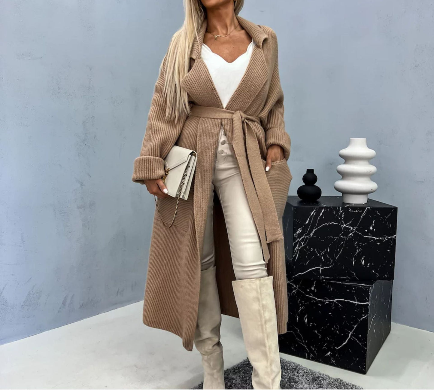 Cardigan en maille pour femme Berg-Feldt avec ceinture souple