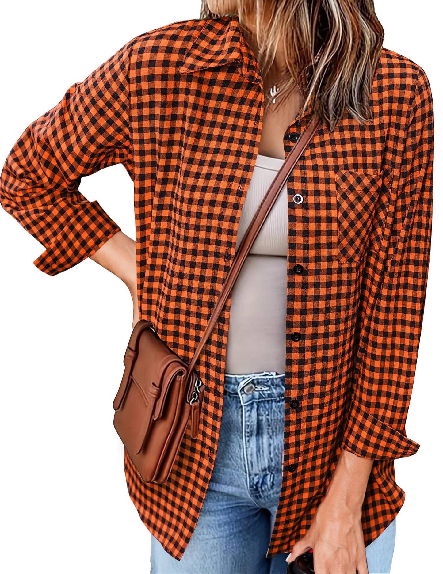 Women's Gingham Check Button-Down Shirt by berg-feldt