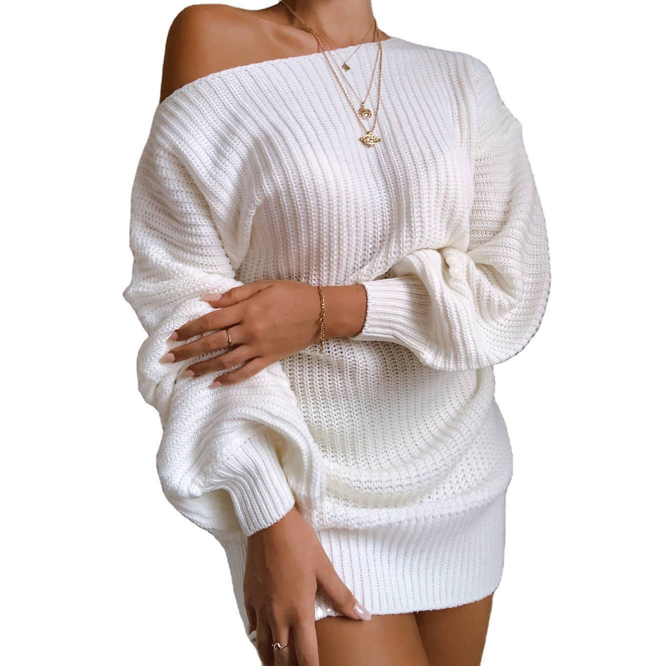 Damen Oversized Strickkleid mit offener Schulter und lässigem Schnitt Berg-Feldt