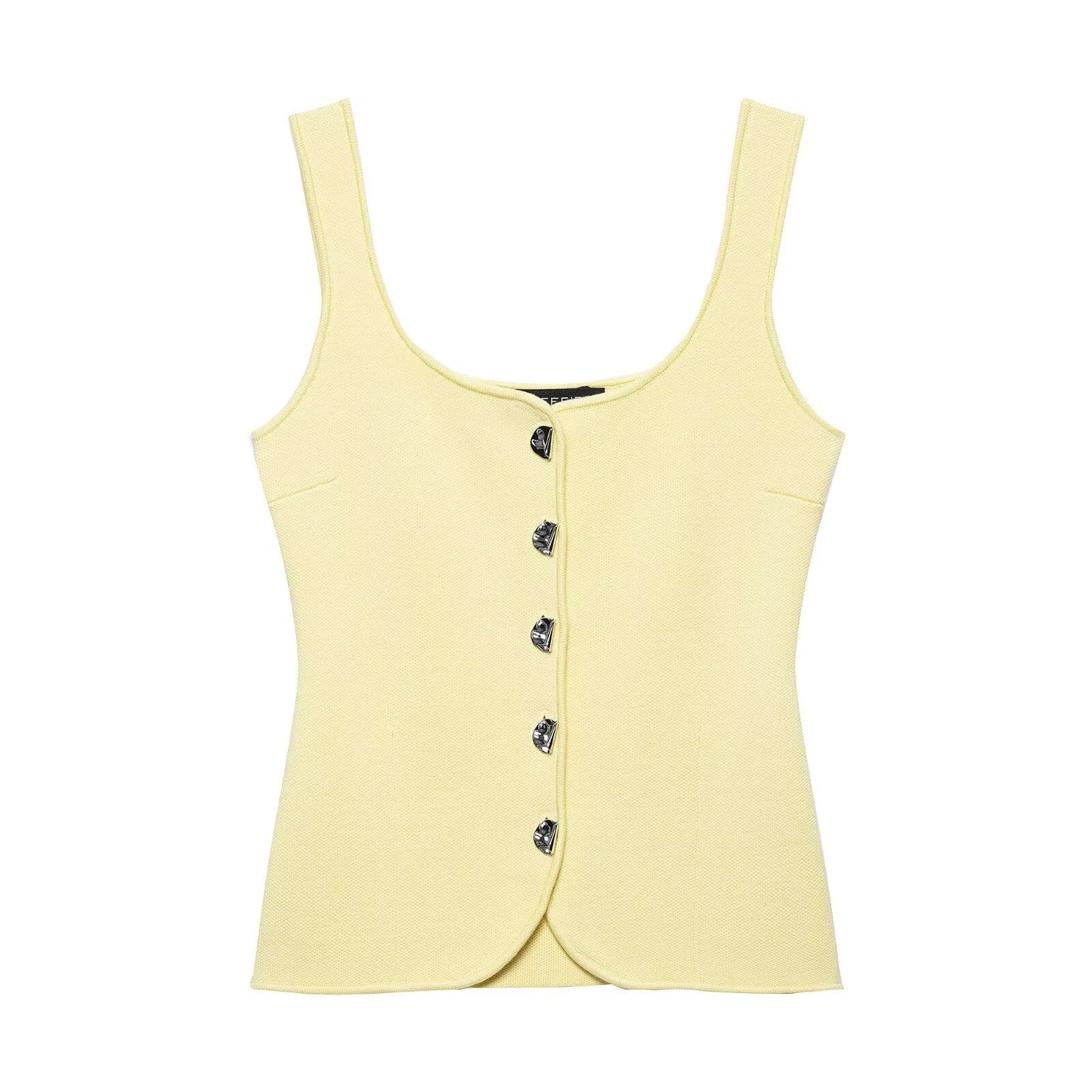 Women's Tailored Knit Top with Decorative Button Closure by berg-feldt