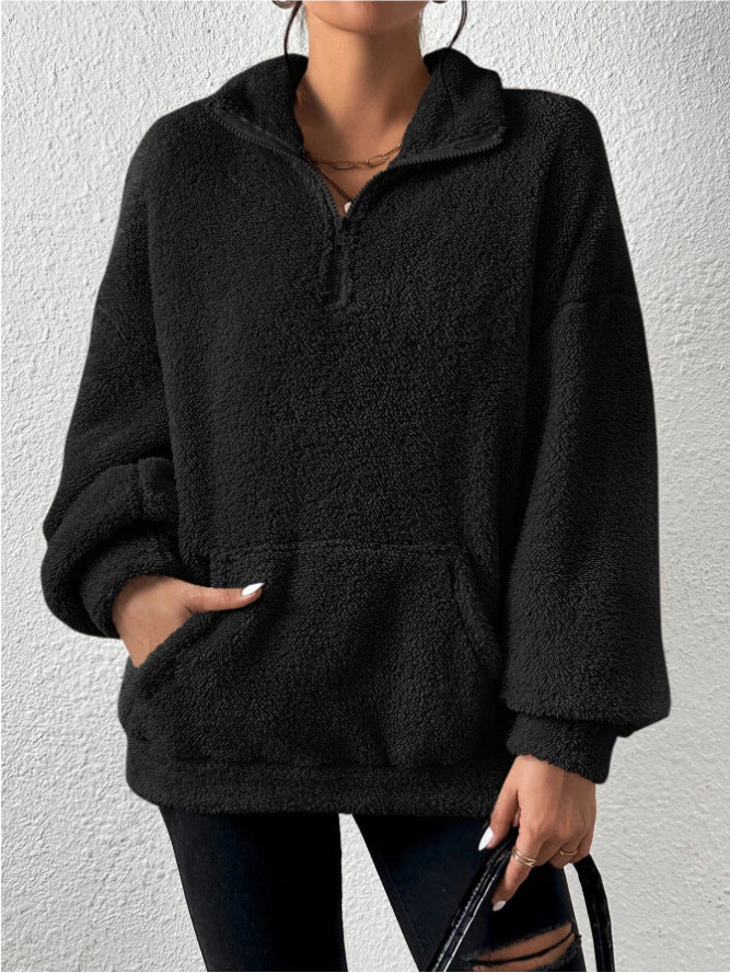 Pull polaire douillet à col montant et poches chauffe-mains Berg-Feldt pour femme