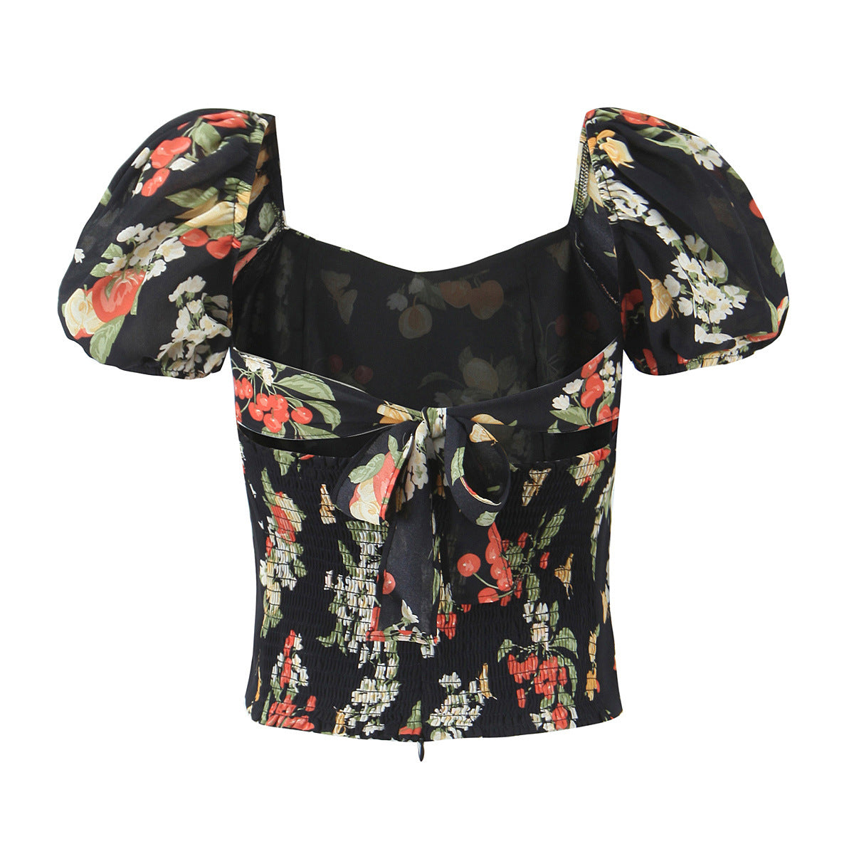 Women's Puff Sleeve Floral Cropped Top by berg-feldt