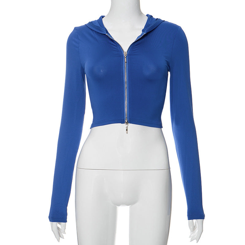 Women's Cropped Zip-Up Hoodie with Long Sleeves by berg-feldt