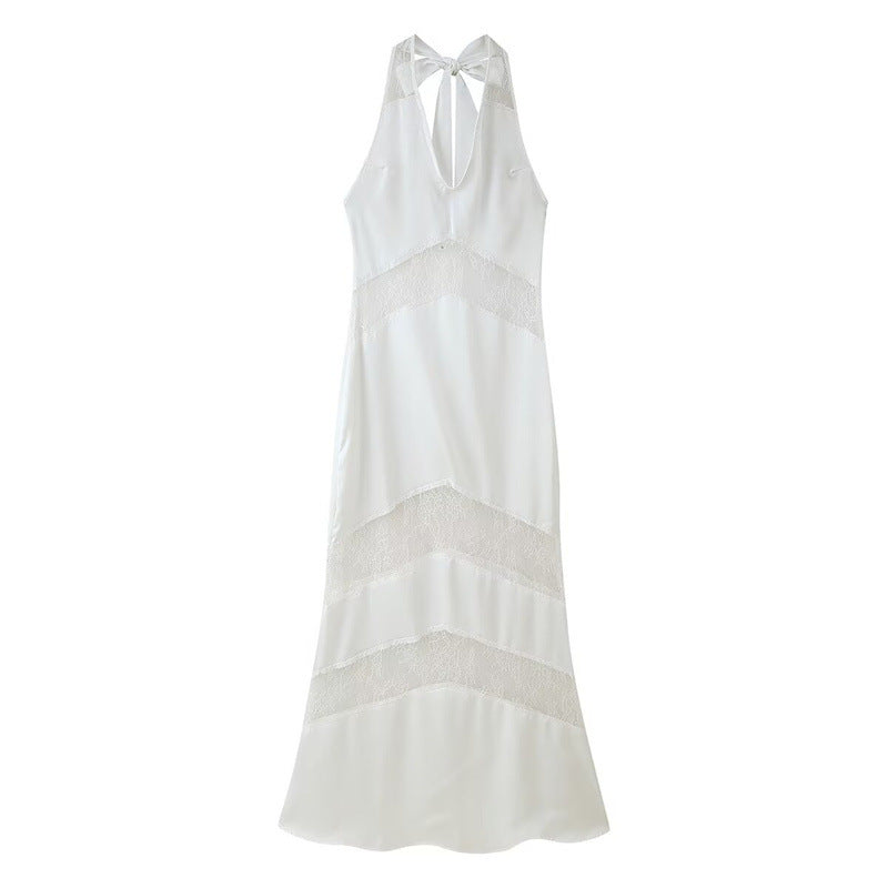 Abendkleid mit Halterneck, Spitze und Satin von berg-feldt