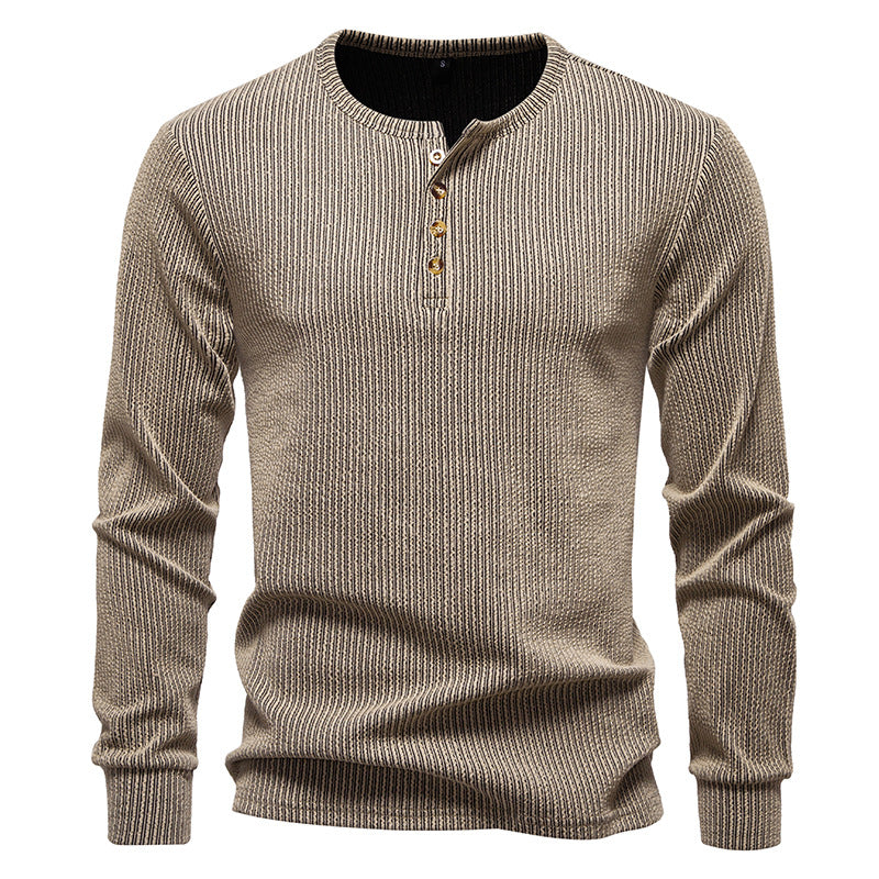 Chemise à manches longues pour homme, motif à côtes texturées et patte de boutonnage tendance Berg-Feldt