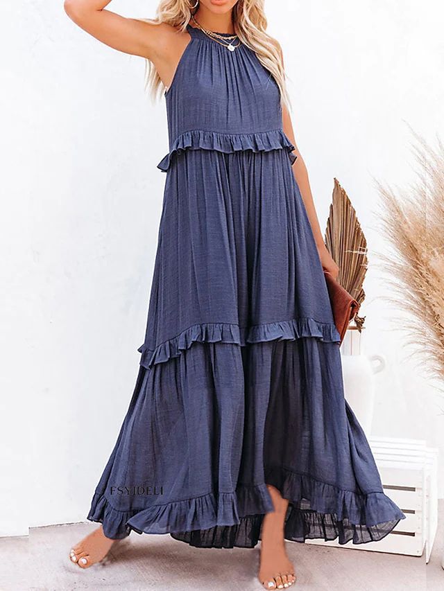 Robe longue bohème d'été à volants pour femme berg-feldt