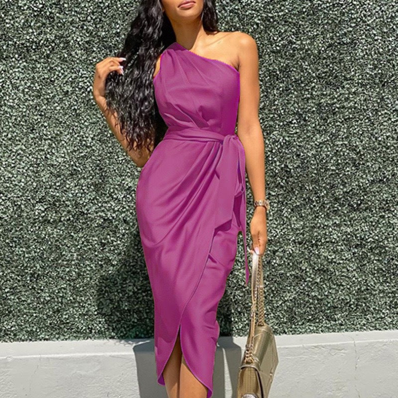 Asymmetrisches Midi-Kleid für Damen mit Taillengürtel von berg-feldt