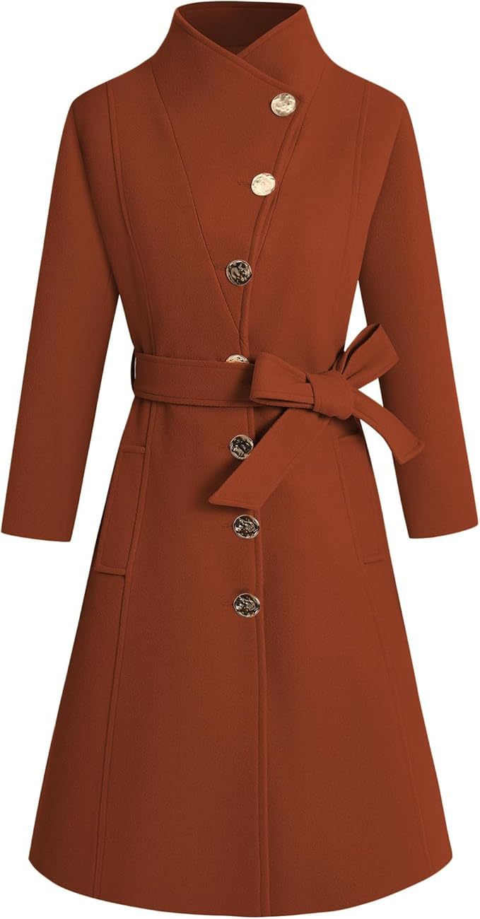 Manteau enveloppant élégant pour femme avec col fantaisie et ceinture Berg-Feldt