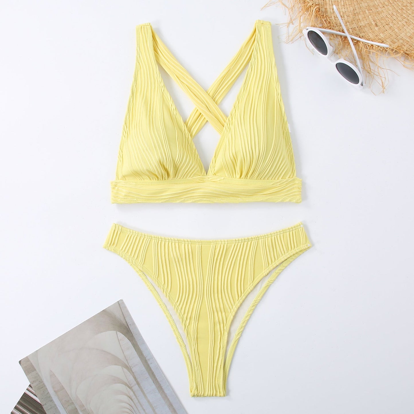 Women's Plunge Neck Pleated Bikini Set berg-feldt