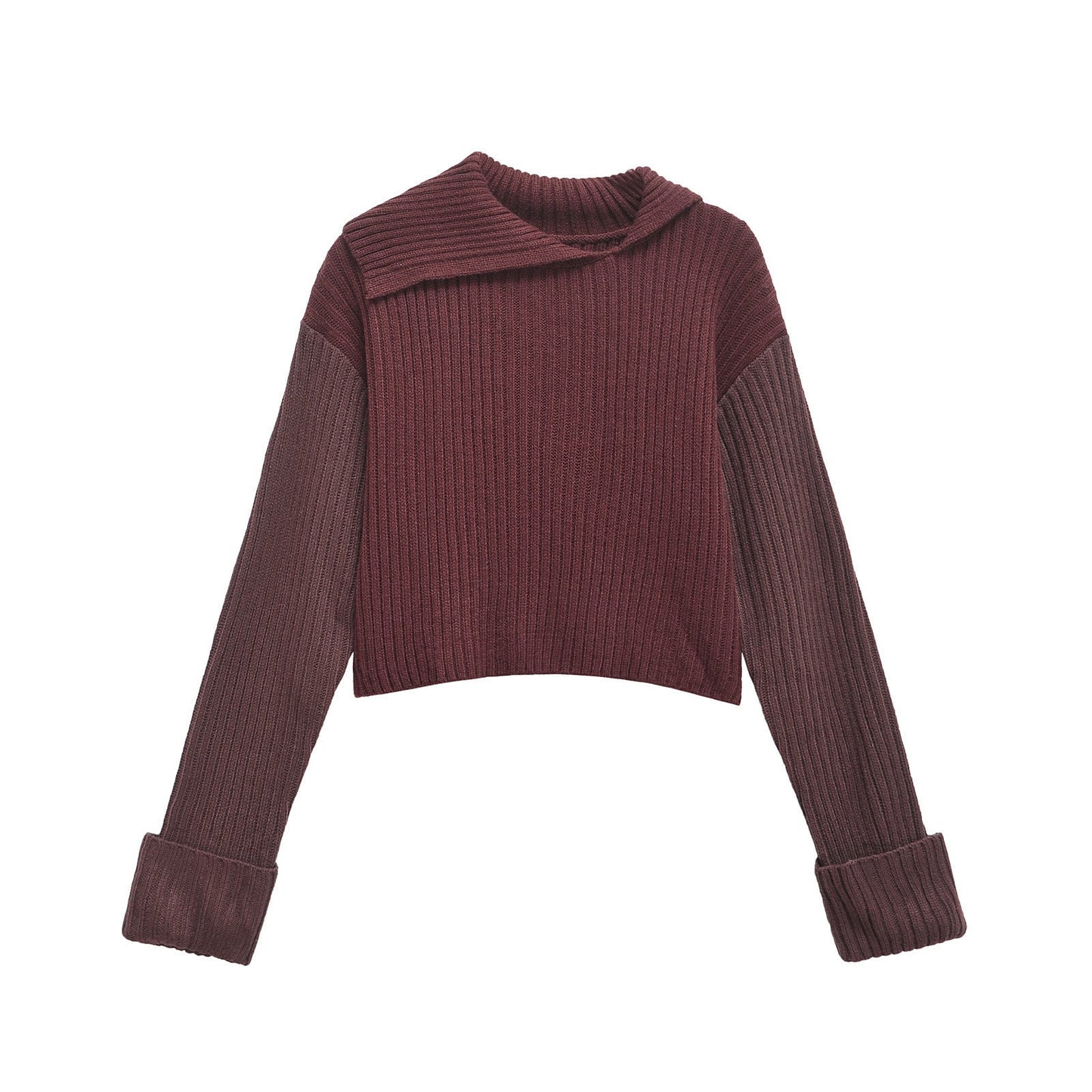 Asymmetrischer Damen-Cropped-Pullover aus Rippstrick von berg-feldt