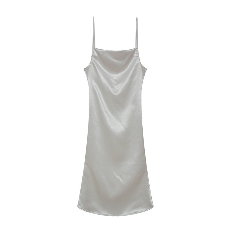 Robe nuisette en soie à fines bretelles pour femme Berg-feld