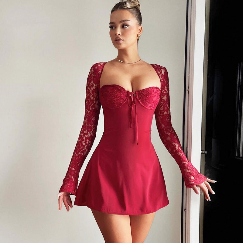 A-Linien Minikleid mit Spitze von berg-feldt für Damen