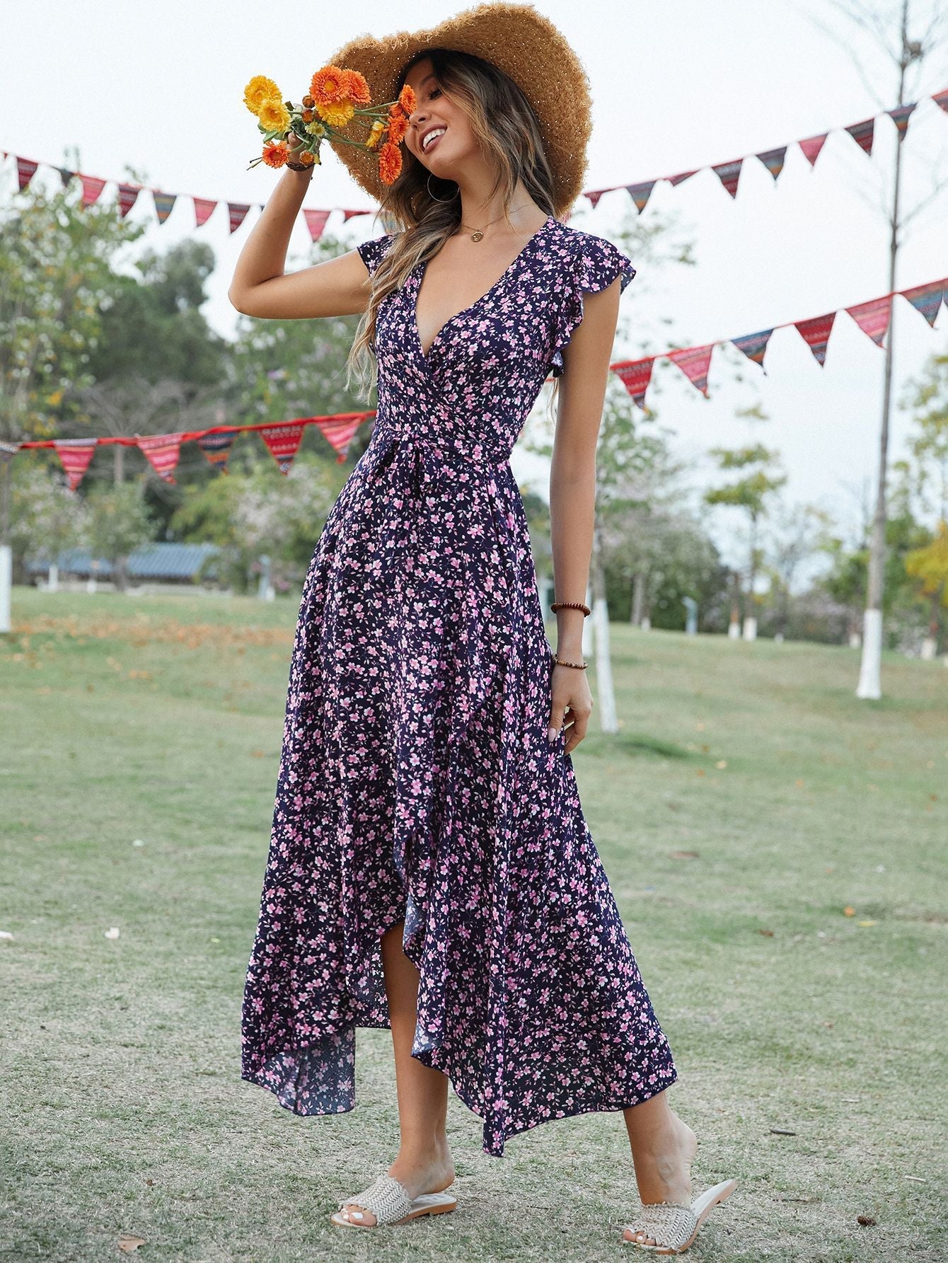 Women's Floral Print Maxi Wrap Dress berg-feldt