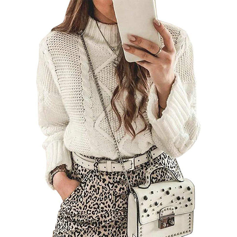 Pull en grosse maille pour femme avec points structurés et col montant Berg-Feldt