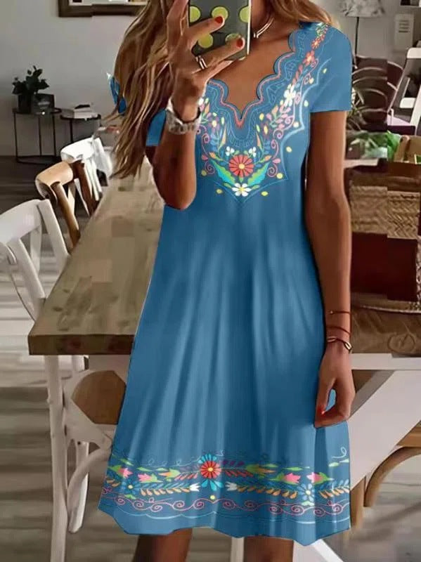 A-Linienkleid für Damen mit bestickten, farbenfrohen Blumenapplikationen von berg-feldt