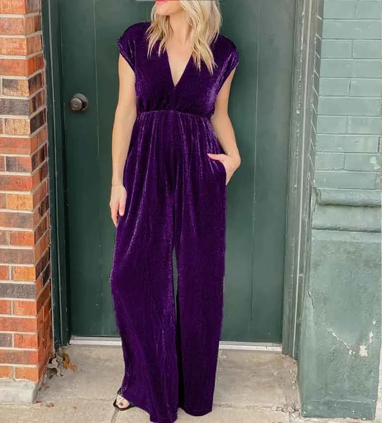 Weitbeiniger Damen Jumpsuit mit V-Ausschnitt in Relaxed Fit von berg-feldt