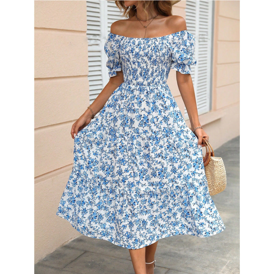 Berg-Feldt Robe longue pour femme avec manches bouffantes