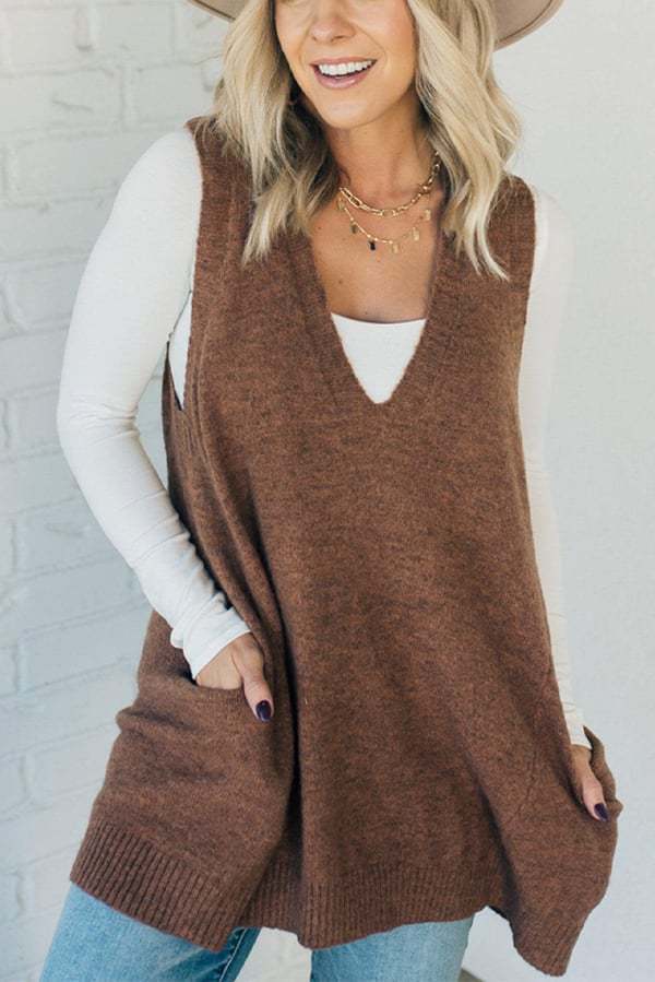 Damen Poncho en maille confortable avec poches latérales Berg-Feldt