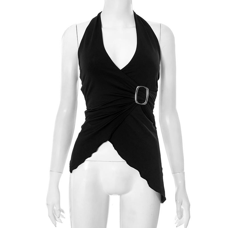 Asymmetrisches Wickeltop für Damen mit Schnallendetail von berg-feldt