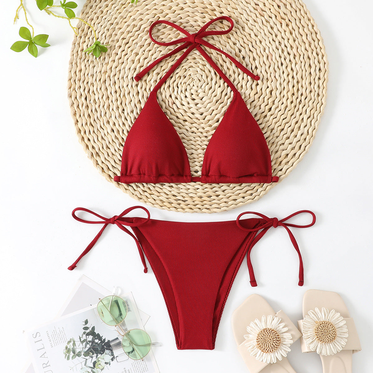 Ensemble bikini pour femme, triangles et bretelles réglables, avec structure côtelée tendance, par berg-feldt