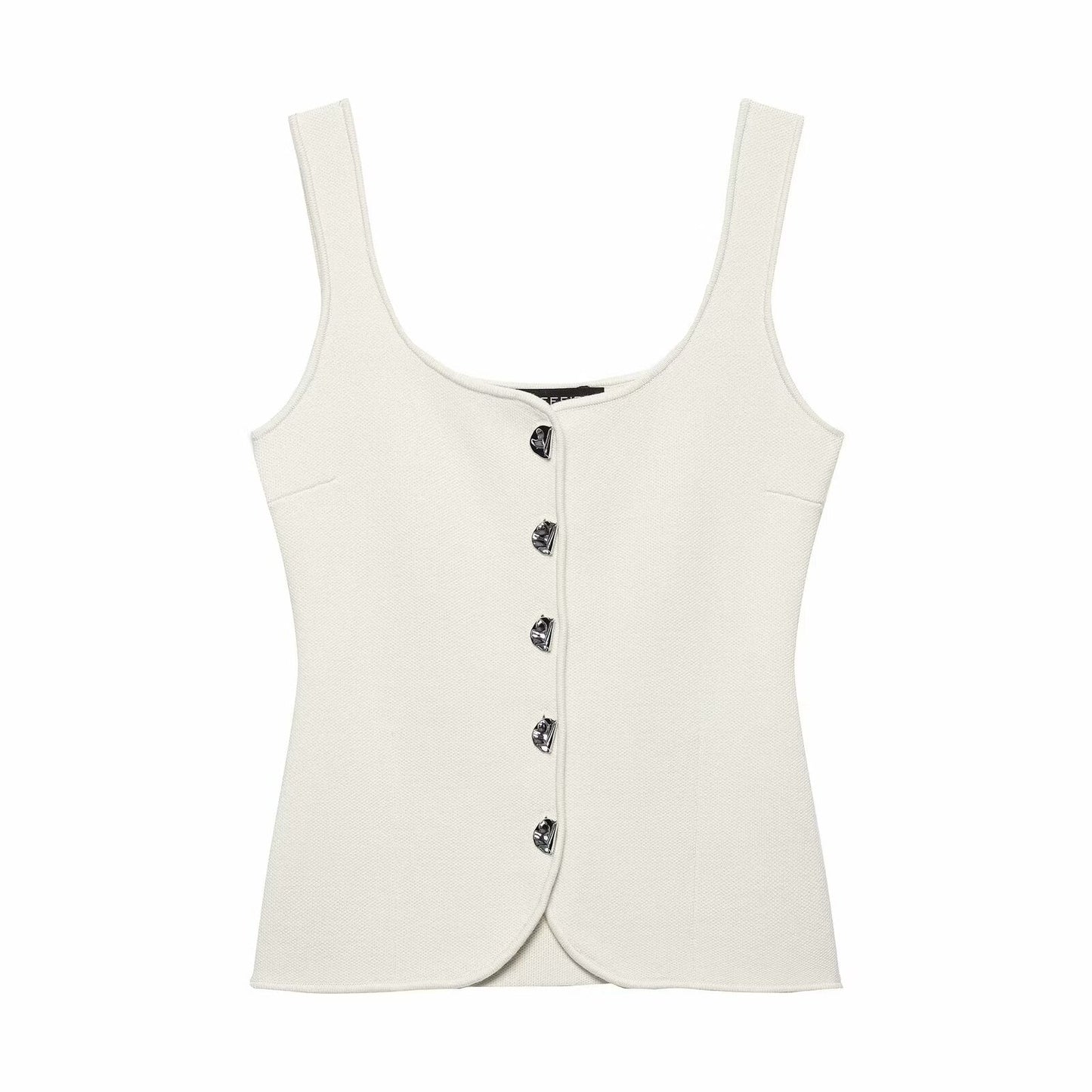 Women's Tailored Knit Top with Decorative Button Closure by berg-feldt