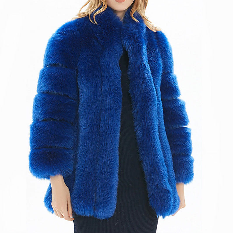 Manteau luxueux en fausse fourrure pour femme avec manches volumineuses et col montant Berg-Feldt