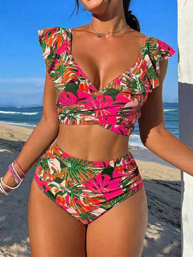 Ensemble bikini taille haute à imprimé volanté berg-feldt pour femme