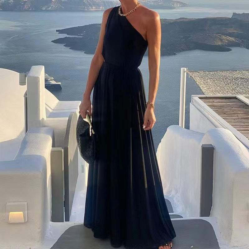Women's Pleated One-Shoulder Maxi Dress by berg-feldt