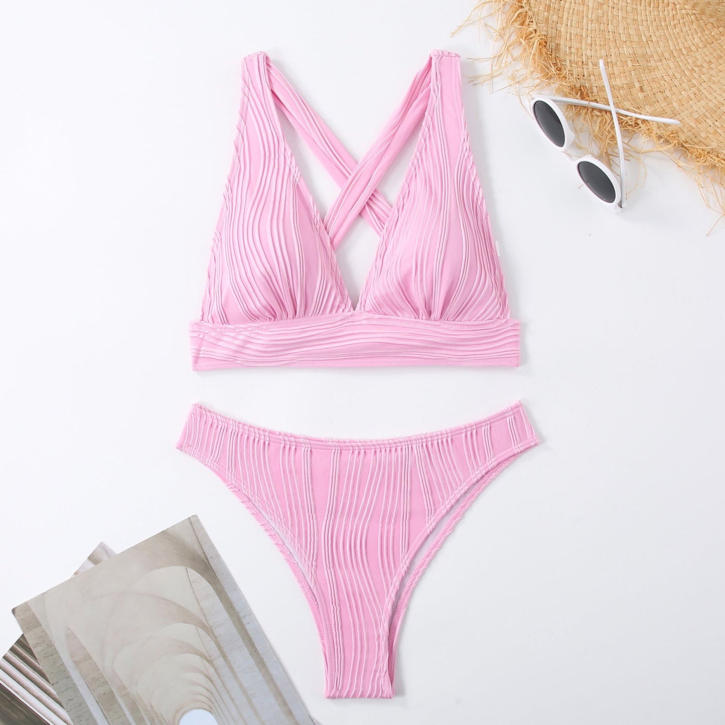 Women's Plunge Neck Cross-Back Bikini Set berg-feldt