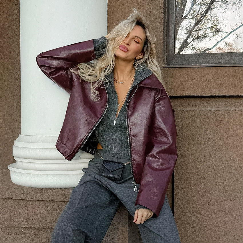 Women's Cropped Faux Leather Jacket berg-feldt