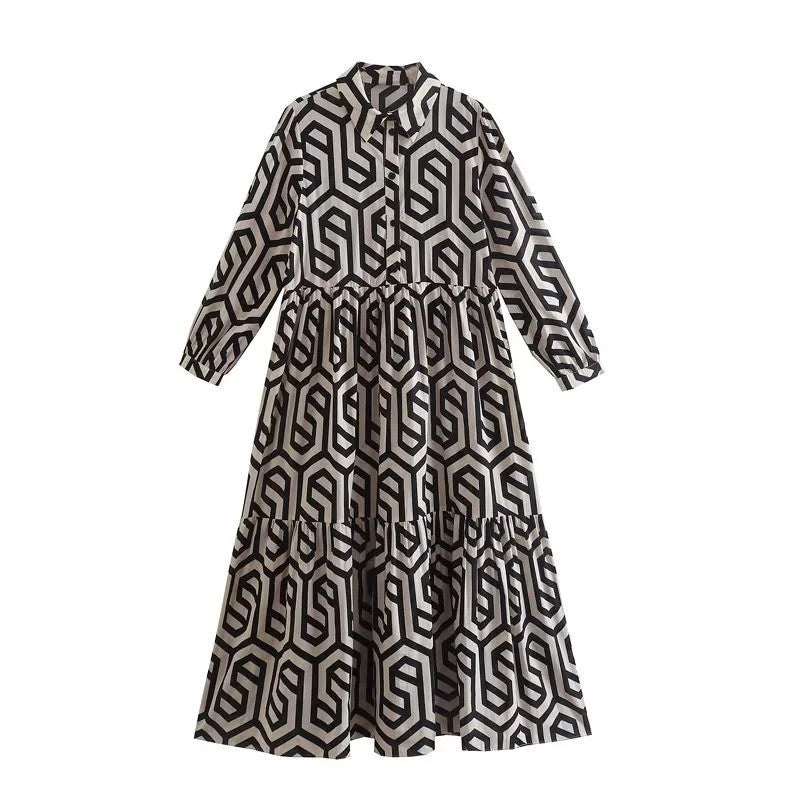 Wickelkleid für Damen mit geometrischem Muster und weitem Saum von berg-feldt