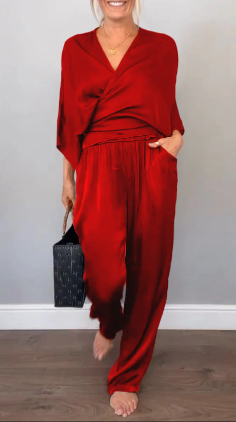 Wickel-Oberteil und weite Hose Damen Chiffon Zweiteiler berg-feldt