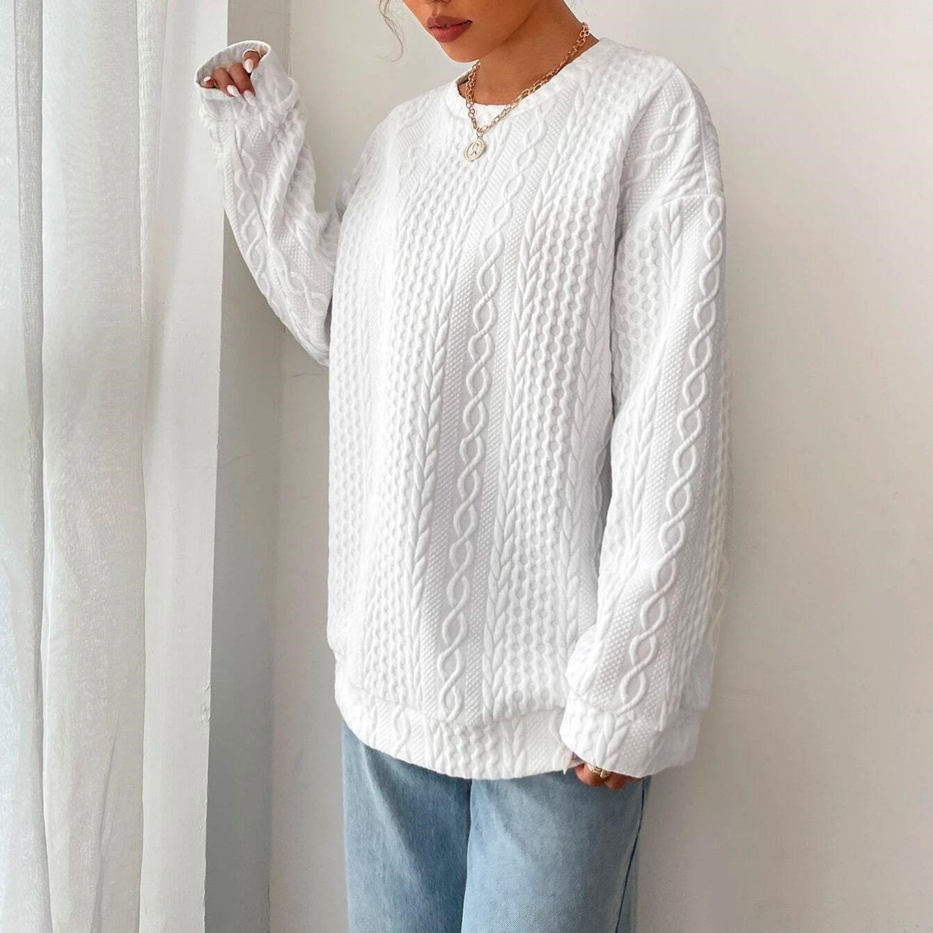 Women's Cable Knit Cozy Sweatshirt berg-feldt