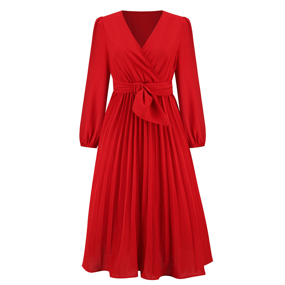 Wickelkleid für Damen mit Plissee-Details und langen Ärmeln von berg-feldt