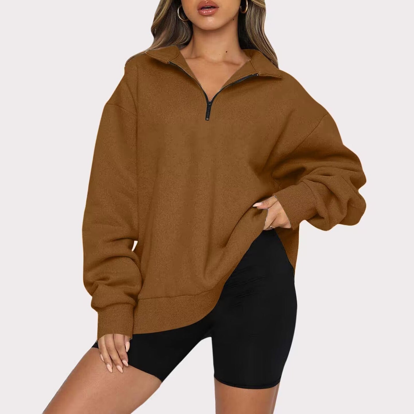 Bequemer Damen-Pullover mit Reißverschluss, Oversized, berg-feldt