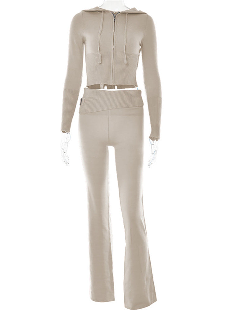 Women's Cropped Zip-Up Fitness Hoodie Set by berg-feldt