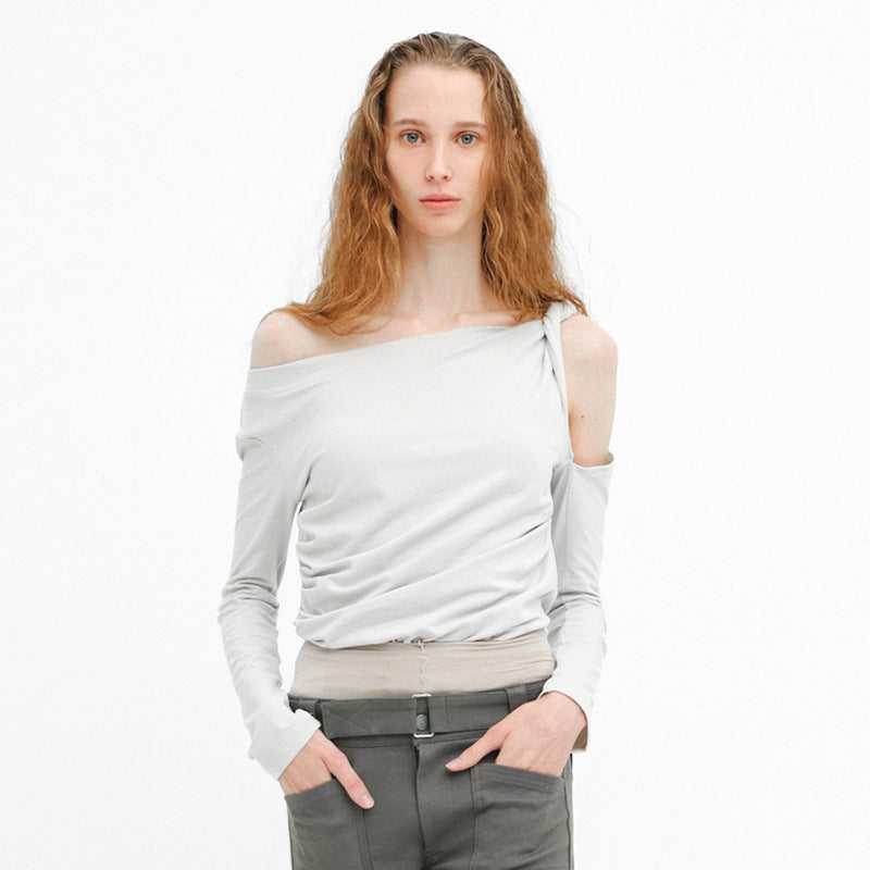 Asymmetrisches Damen-Langarm-Top mit Knotendetail von berg-feldt