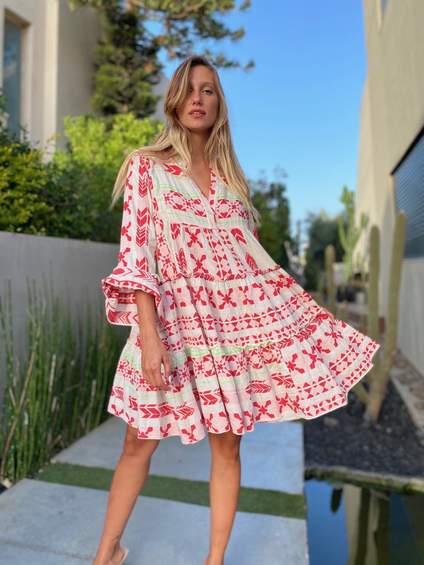 Robe tunique étagée de style bohème par berg-feldt