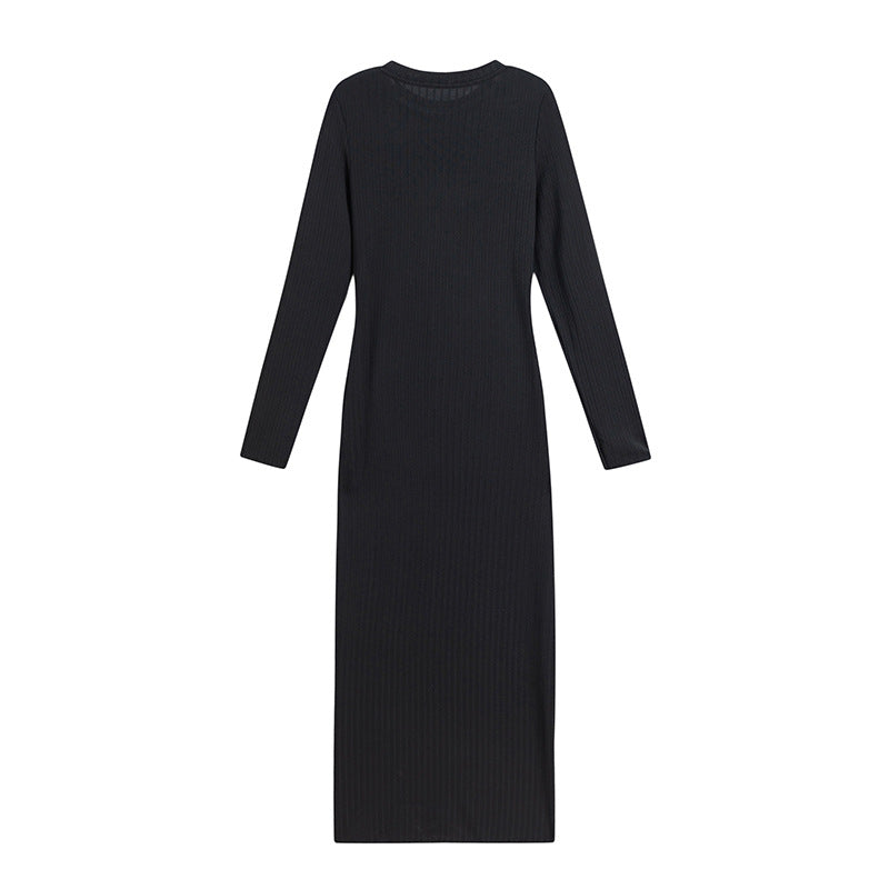 Robe longue côtelée à manches longues Berg-feldt pour femme