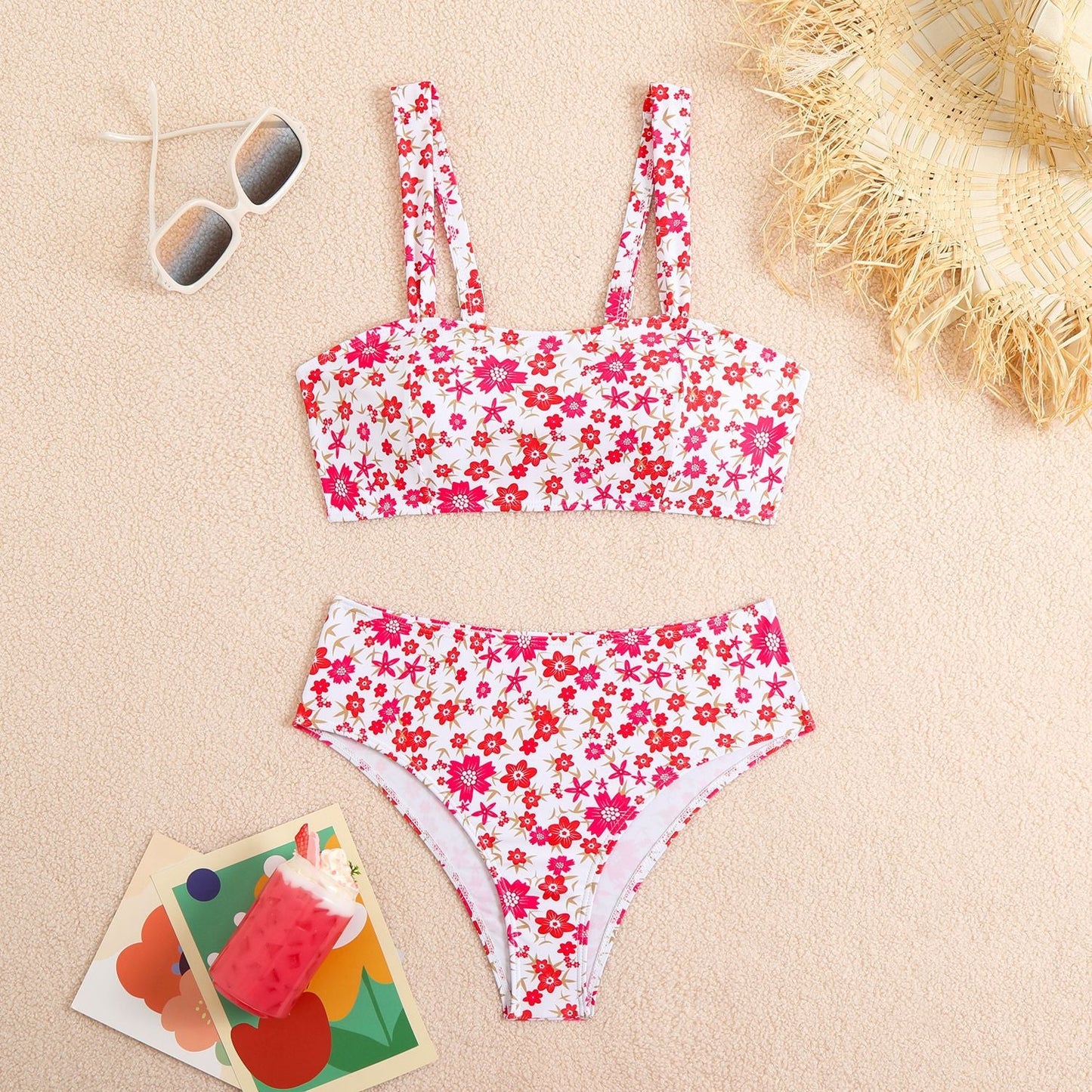 Berg-feldt Ensemble de bikini pour femme, motif floral, taille haute (1750313555)